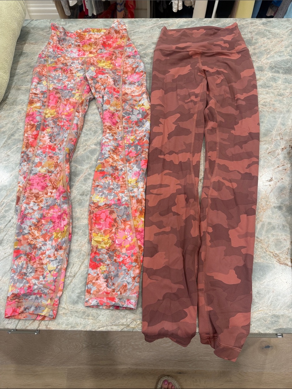 lululemon athletica Floral Pink Multicolor Legging & Rust Camo Legging Duo